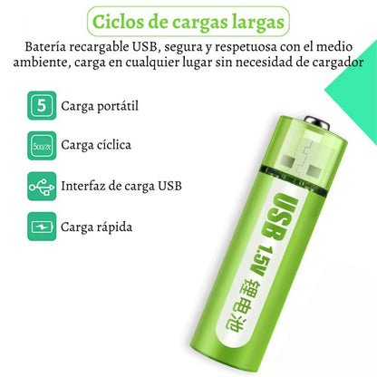 ChargeCells AA- Pilas recargables con USB, duran más y cuestan menos.