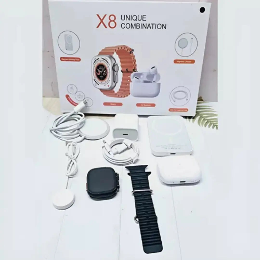 Combo Reloj Watch Ultra + Audifonos In Ear + Power Bank + accesorios