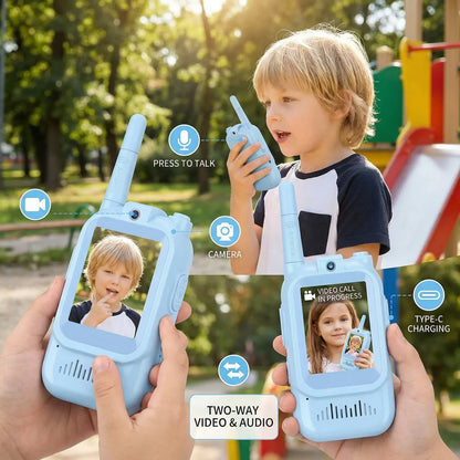Set x2 Walkie Talkie Infantil con Videollamada y Cámara HD: ¡Diversión, Fotografía y Aventuras sin Pantallas de Internet!